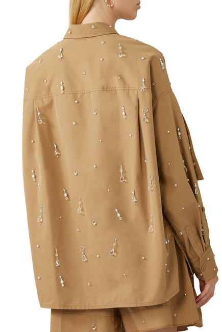 Drip Embellished Chino Button Up Shirt Jacket
